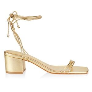 Schutz Thea Metallic Block Heel Sandals